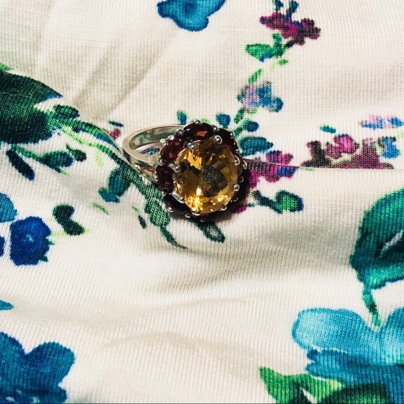 Sterling Silver Cocktail Ring Large Citrine Gem - Picture 6 of 8